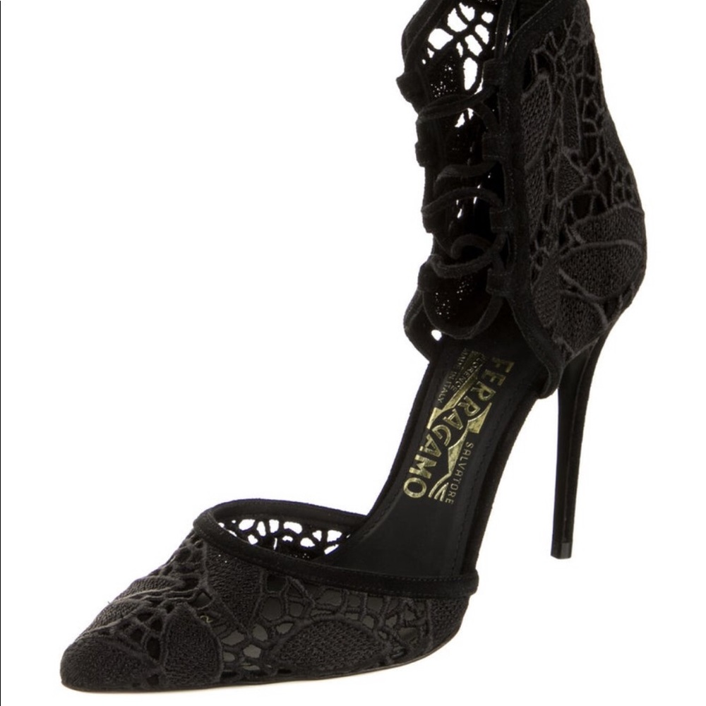 Ferragamo lace up d’orsay pumps